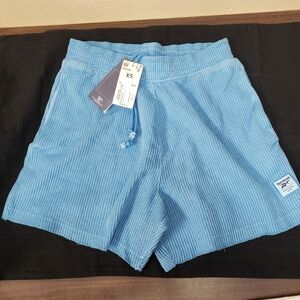 Reebok Sz XS Blue Waffle Knit Shorts NWT